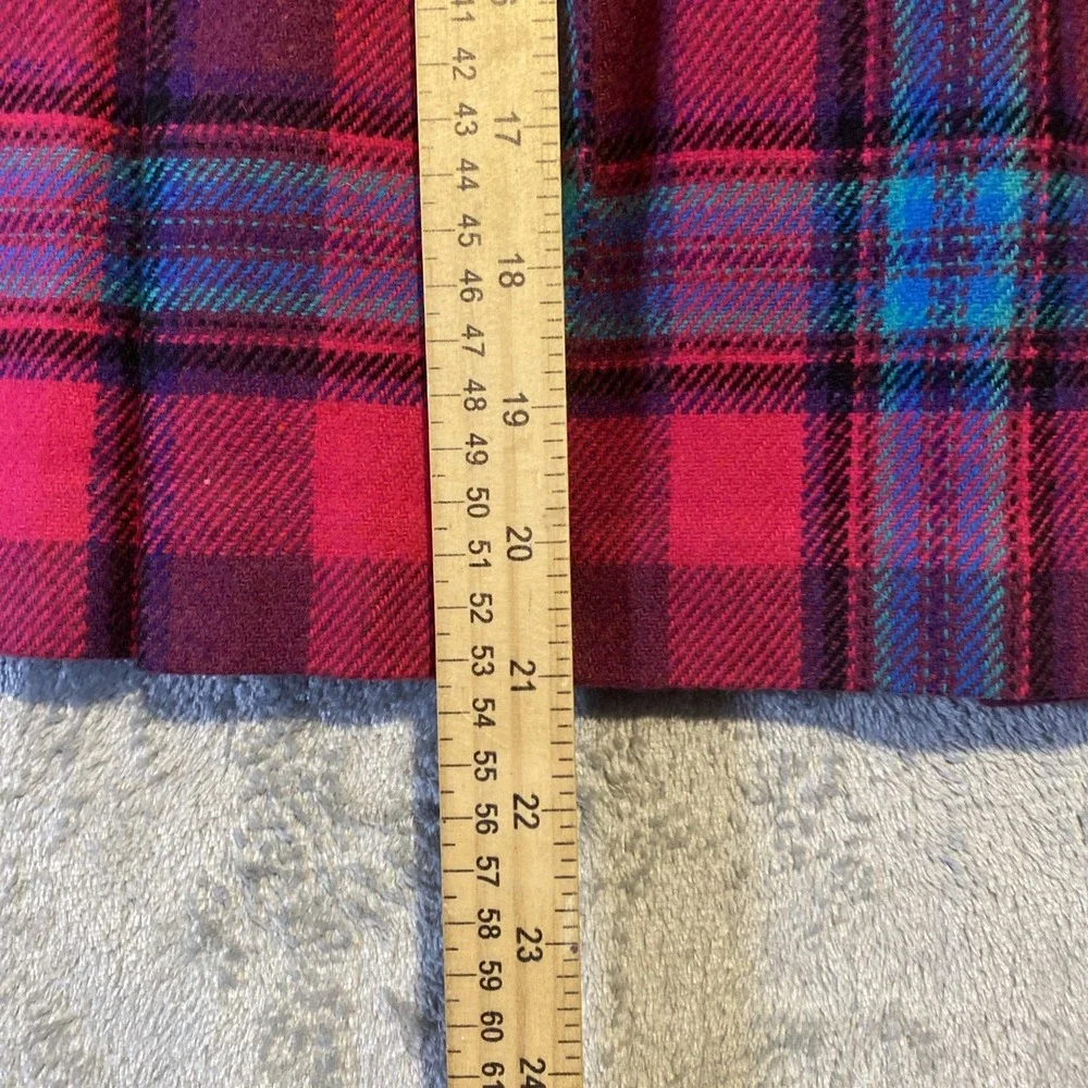 VTG Plaid Pleated Skirt Women‎ Sz 18 Hot Pink Teal Green Pleated Clueless Preppy - Picture 8 of 9